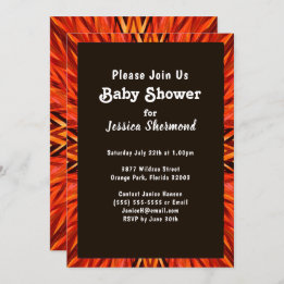 Invitation Baby shower tribal cuivre orange Abstrait