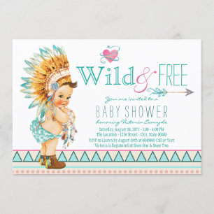Invitation Baby shower tribal des filles