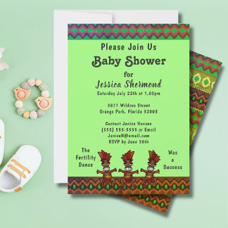 Invitation Baby shower tribal Vert Danse Abstraite de fertili