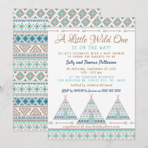 Invitation baby shower tribal "Wild One"
