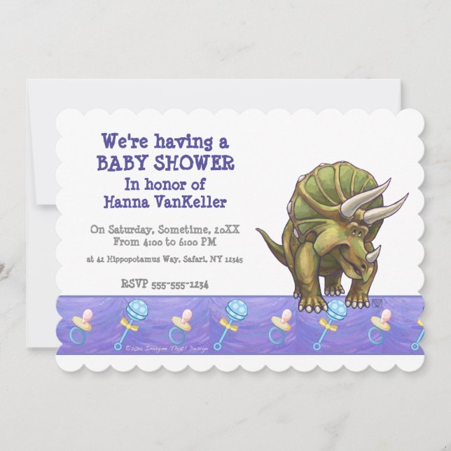 Invitation Baby shower Triceratops (Devant)