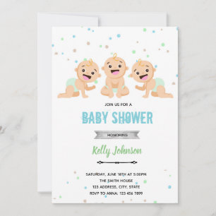 Invitation baby shower Triplet