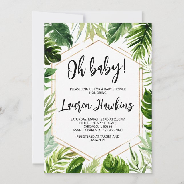 Invitation Baby shower tropical (Devant)