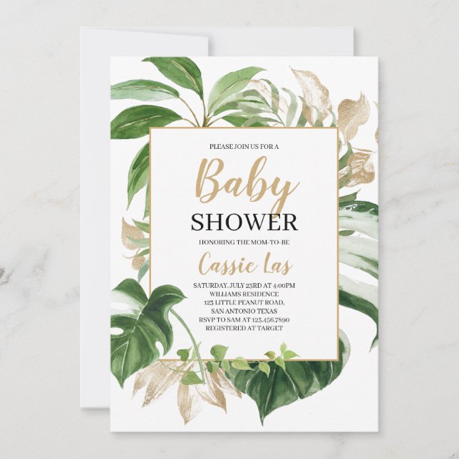 Invitation Baby shower tropical (Devant)