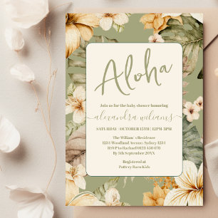 Invitation Baby shower tropical à fleurs Aloha