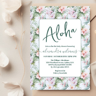Invitation Baby shower tropical à fleurs Aloha