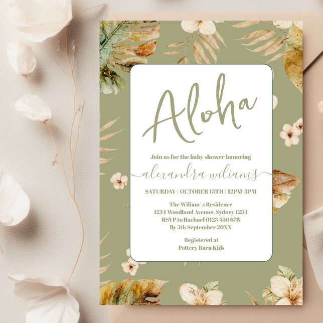 Invitation Baby shower tropical à fleurs Aloha (Créateur téléchargé)