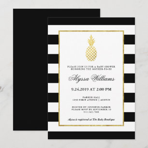 Invitation Baby shower tropical de l'ananas doré