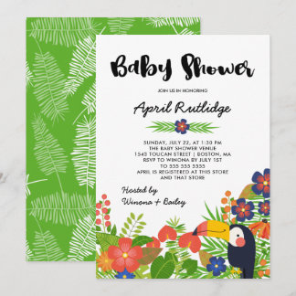Invitation Baby shower tropical de toucan