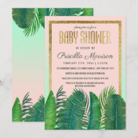 Baby shower tropical d'or de feuille de banane de