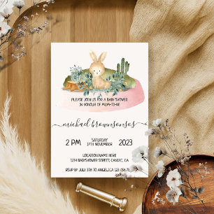 Invitation Baby shower tropical du lapin animal de Boho