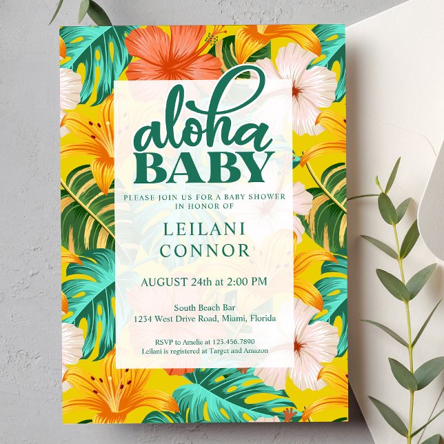 Invitation Baby shower tropical Floral Hawaiian Aloha (Créateur téléchargé)