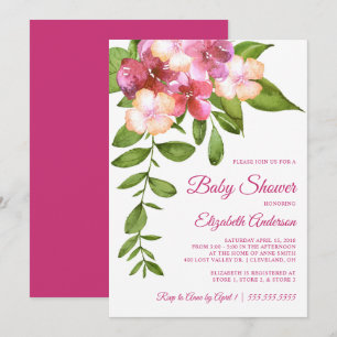 Invitation Baby shower tropical hawaïen de fille de fleurs