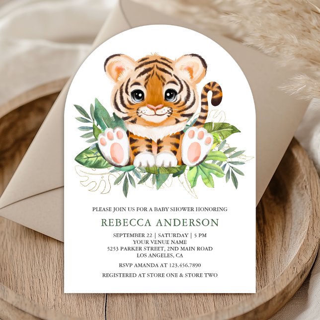 Invitation Baby shower Tropical Jungle Safari Cute Tiger Arch (Créateur téléchargé)
