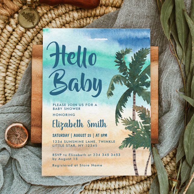 Invitation Baby shower Tropical Palm Beach (Créateur téléchargé)