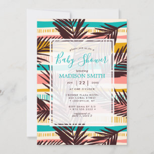 Invitation Baby shower Tropical Palm Feuille