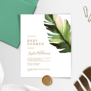 Invitation Baby shower Tropical Palm Leaf Budget
