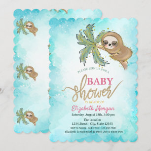 Invitation Baby shower Tropique de la parcelle couchée mignon
