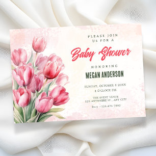 Invitation Baby shower tulipe bouquet de fleurs