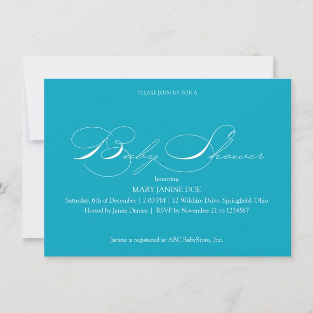 Invitation Baby shower Turquoise (Devant)