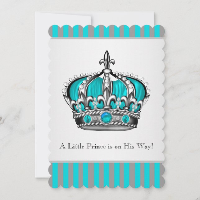 Invitation Baby shower Turquoise bleu argenté (Devant)