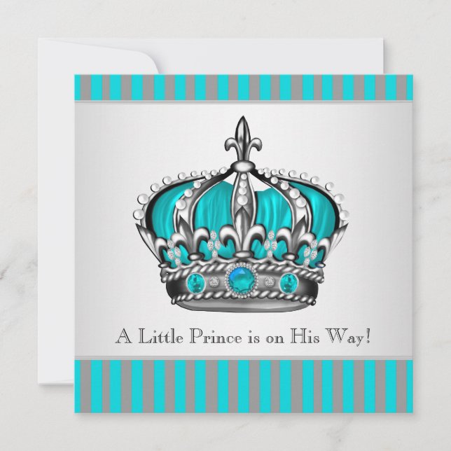 Invitation Baby shower Turquoise bleu argenté (Devant)