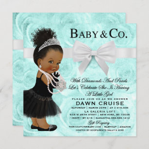Invitation Baby shower Turquoise Blue Breakfast