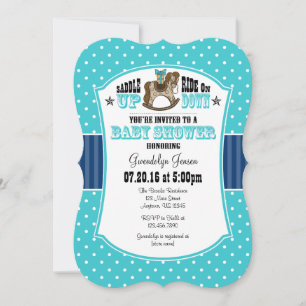 Invitation Baby shower Turquoise Blue Cowboy