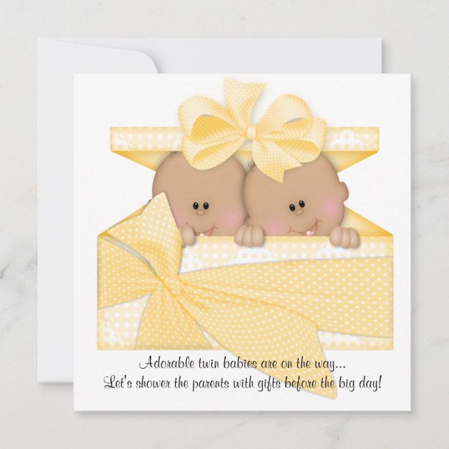 Invitation Baby shower TWIN Afro-Américain (Devant)
