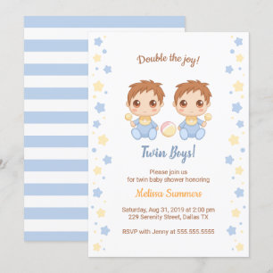 Invitation Baby shower Twin Boys