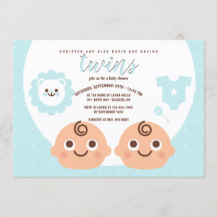 Invitation Baby shower Twin Boys