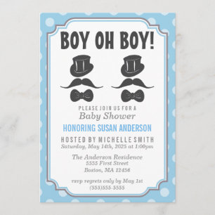 Invitation Baby shower Twin Boys
