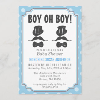 Invitation Baby shower Twin Boys