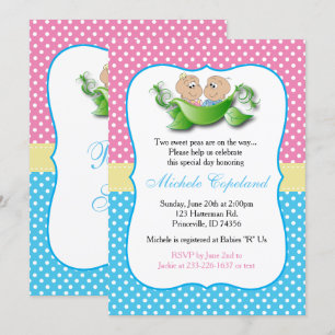 Invitation Baby shower Twin - Deux Pois Dans Un Pois