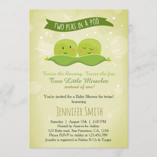 Invitation Baby shower Twin Deux Pois Dans Une Poi