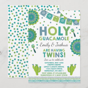 Invitation Baby shower Twin Fiesta Saint Guacamole