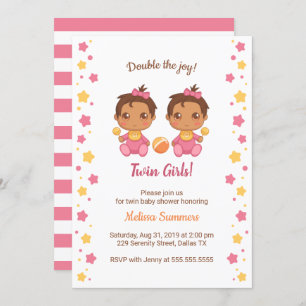 Invitation Baby shower Twin Girls