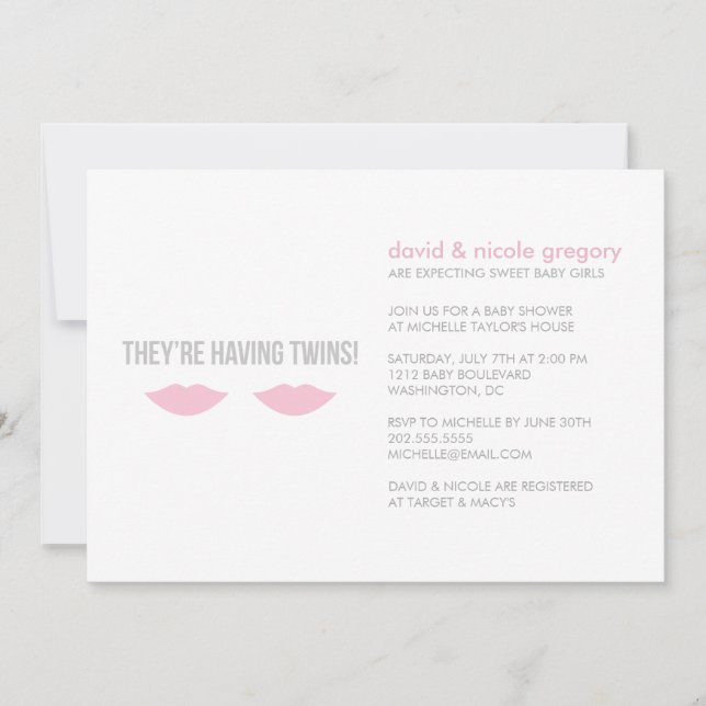 Invitation Baby shower Twin Girls (Devant)