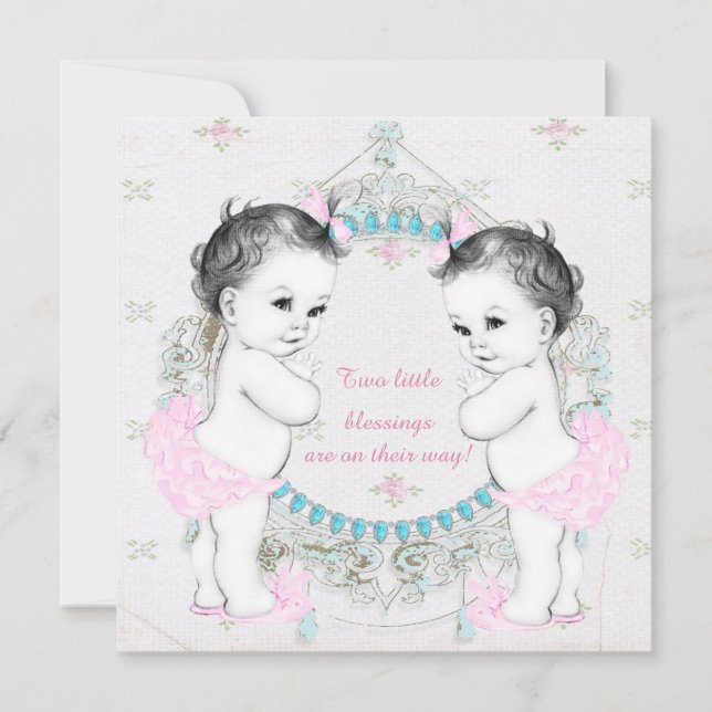Invitation Baby shower Twin Girls (Devant)