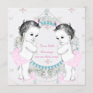Invitation Baby shower Twin Girls
