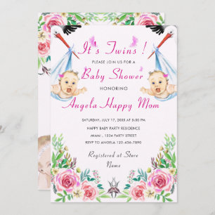 Invitation Baby shower Twin Girls - Vos couleurs