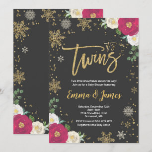 Invitation Baby shower Twin Winter Twin Christmas