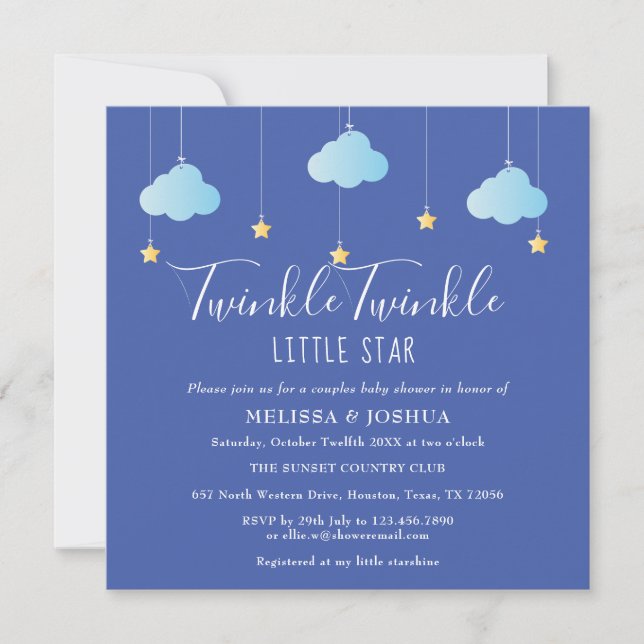 Invitation Baby shower Twinkle Little Star Couples (Devant)