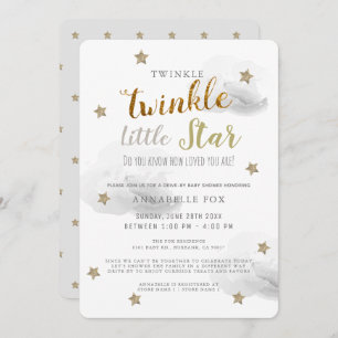 Invitation Baby shower Twinkle Little Star Grey Drive-by