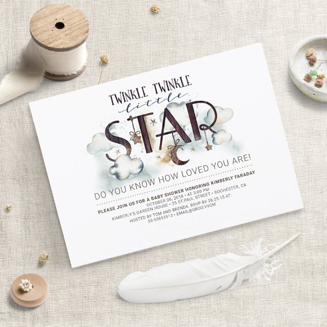 Invitation Baby shower Twinkle Little Star Nuds (Créateur téléchargé)