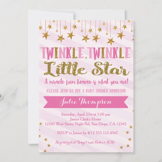 Invitation Baby shower Twinkle Twinkle (Devant)