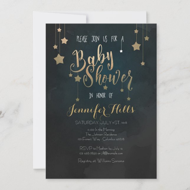 Invitation Baby shower Twinkle Twinkle Little Star (Devant)