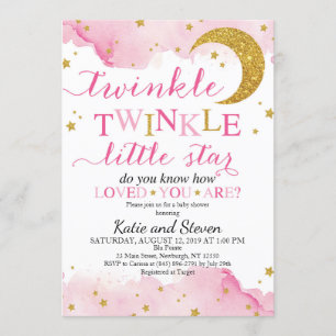 Invitation Baby shower Twinkle Twinkle (Pink & Gold)