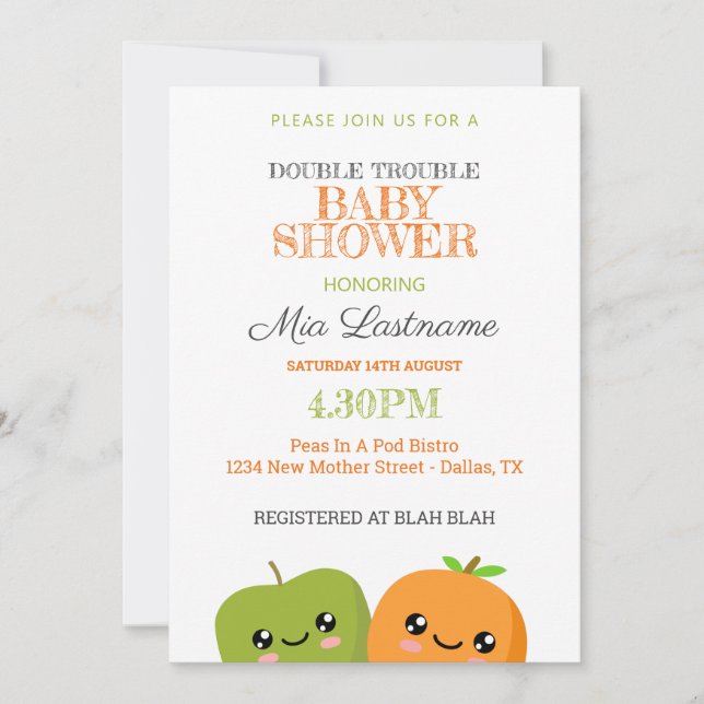 Invitation Baby shower Twins (Devant)