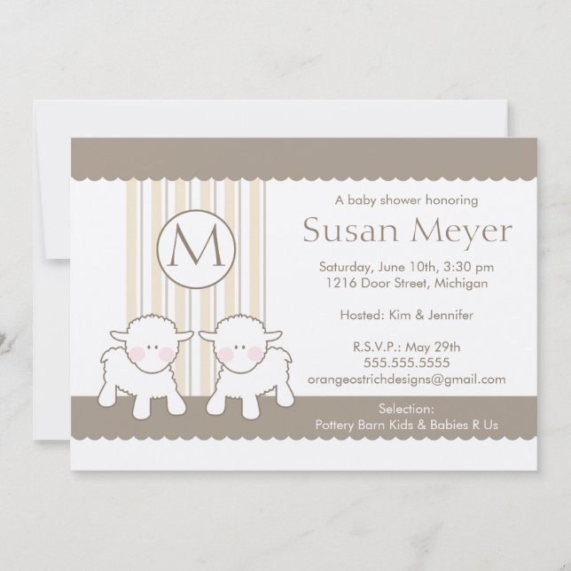 Invitation Baby shower - Twins (Devant)
